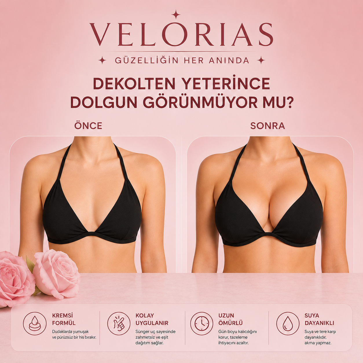 Velorias™ Çift Taraflı Yapışkanlı Ekstra Dolgulu Push-Up Göğüs Pedi