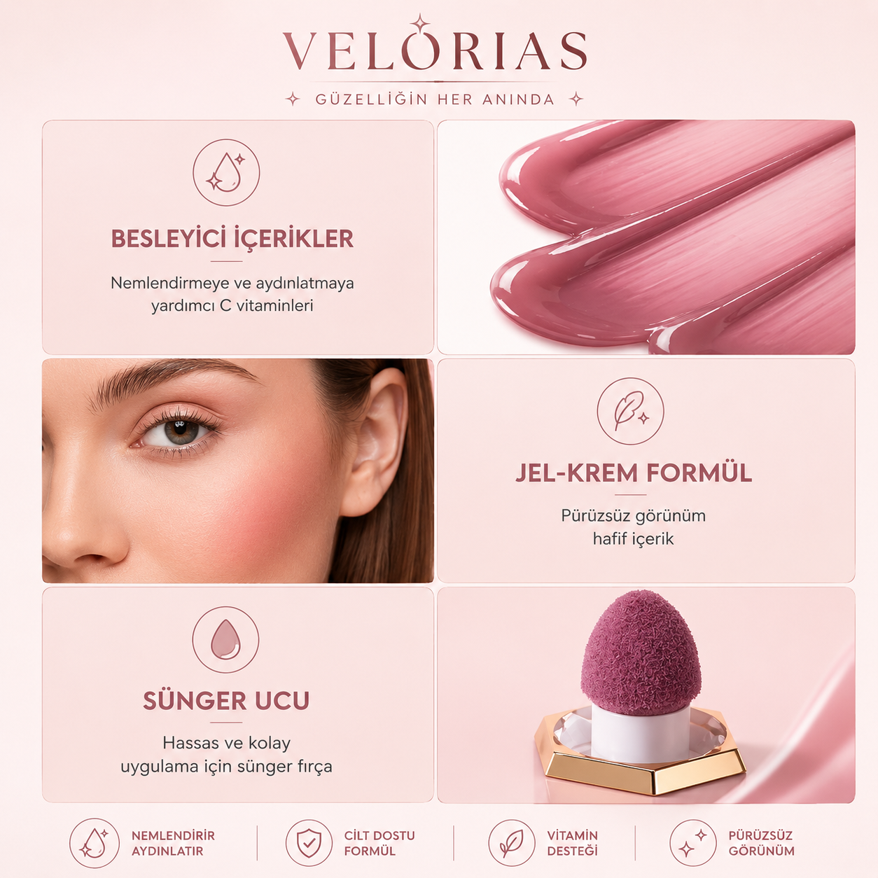 Velorias™ Sıvı Allık | Uzun Süre Kalıcı ve Kolay Uygulama