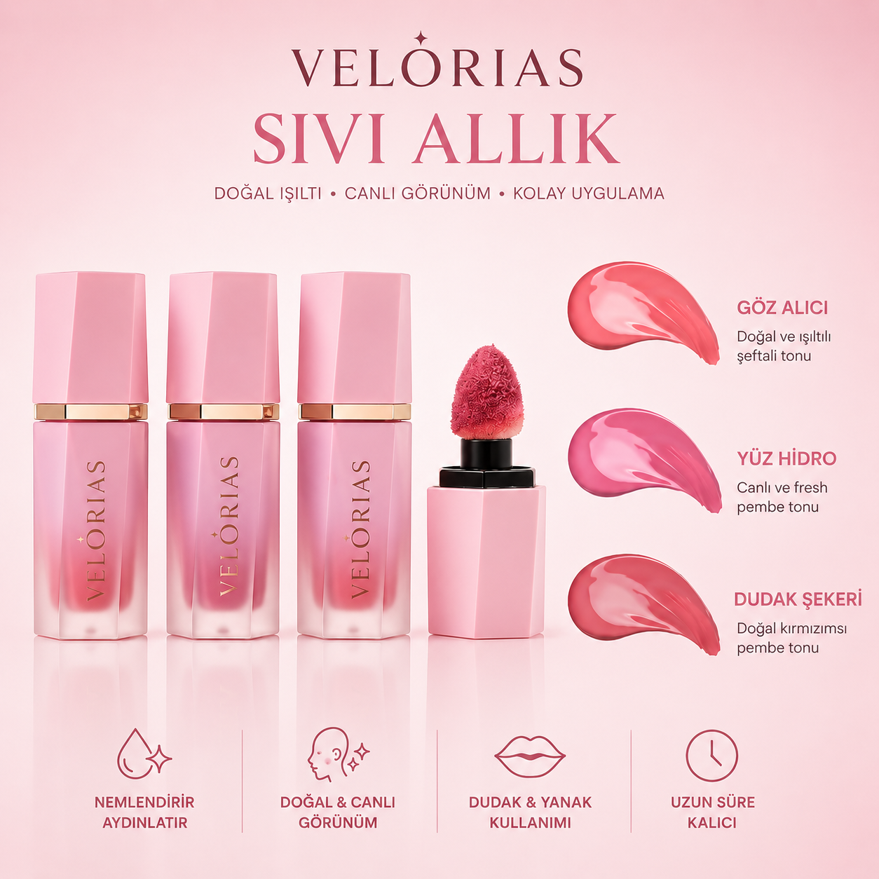 Velorias™ Sıvı Allık | Uzun Süre Kalıcı ve Kolay Uygulama